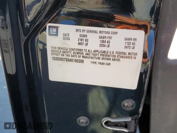 ✅ 2004 Cadillac CTS-V • VIN: 1G6DN57S840160286 • Лот: 74600374. Опубликован ранее на Copart с пробегом Не указан. Бесплатный доступ к архиву аукционных продаж из США и подробный отчёт об истории автомобиля на DreamBid. Изображение 13.