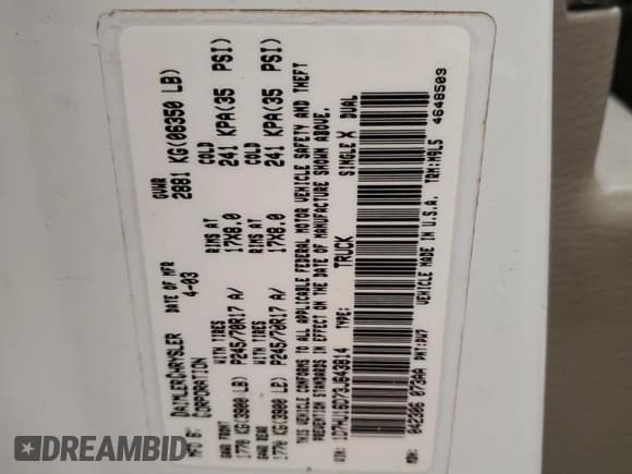 ✅ 2003 Dodge 1500 ST • VIN: 1D7HU16D73J643814 • Лот: 43003625. Опубликован ранее на Copart с пробегом 148 561 миль. Бесплатный доступ к архиву аукционных продаж из США и подробный отчёт об истории автомобиля на DreamBid. Изображение 13.