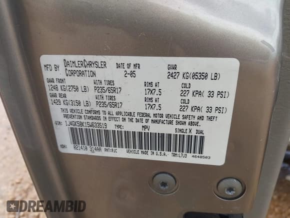 ✅ 2005 Jeep Liberty Limited • VIN: 1J4GK58K15W633519 • Lot: 42240372. Listed on IAAI with 189,926 mi. Free auction sales archive from the USA and detailed vehicle history report at DreamBid. Image 9.