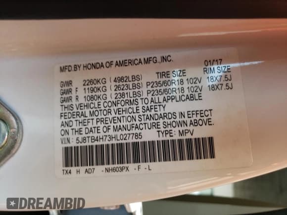 ✅ 2017 Acura RDX Advance • VIN: 5J8TB4H73HL027785 • Лот: 93026575. Опубликован ранее на Copart с пробегом 81 481 миль. Бесплатный доступ к архиву аукционных продаж из США и подробный отчёт об истории автомобиля на DreamBid. Изображение 13.