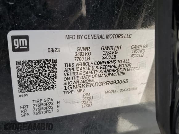 ✅ 2023 Chevrolet Suburban RST • VIN: 1GNSKEKD3PR493055 • Лот: 68892145. Опубликован ранее на Copart с пробегом 75 596 миль. Бесплатный доступ к архиву аукционных продаж из США и подробный отчёт об истории автомобиля на DreamBid. Изображение 14.