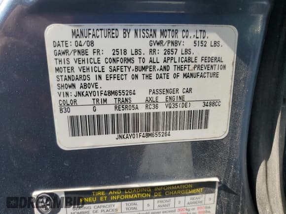 ✅ 2008 Infiniti M • VIN: JNKAY01F48M655264 • Lot: 85144625. Listed on Copart with 157,019 mi. Free auction sales archive from the USA and detailed vehicle history report at DreamBid. Image 12.