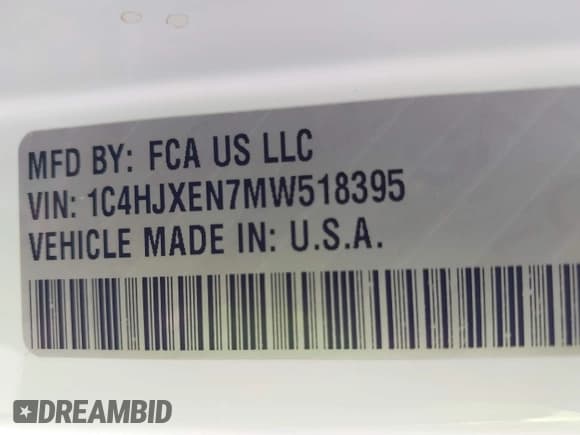 ✅ 2021 Jeep Wrangler Unlimited Sahara Altitude • VIN: 1C4HJXEN7MW518395 • Lot: 42484314. Listed on IAAI with 55,000 mi. Free auction sales archive from the USA and detailed vehicle history report at DreamBid. Image 9.