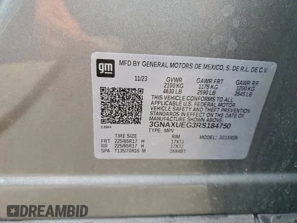 ✅ 2024 Chevrolet Equinox LT • VIN: 3GNAXUEG3RS184750 • Lot: 95132185. Listed on Copart with 56,195 mi. Free auction sales archive from the USA and detailed vehicle history report at DreamBid. Image 13.