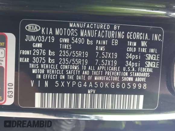 ✅ 2019 Kia Sorento LX • VIN: 5XYPG4A50KG605998 • Лот: 43282715. Опубликован ранее на IAAI с пробегом 146 710 миль. Бесплатный доступ к архиву аукционных продаж из США и подробный отчёт об истории автомобиля на DreamBid. Изображение 9.