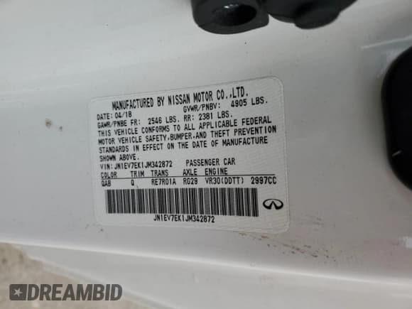 ✅ 2018 Infiniti Q60 Sport • VIN: JN1EV7EK1JM342872 • Лот: 68375312. Опубликован ранее на Copart с пробегом Не указан. Бесплатный доступ к архиву аукционных продаж из США и подробный отчёт об истории автомобиля на DreamBid. Изображение 15.