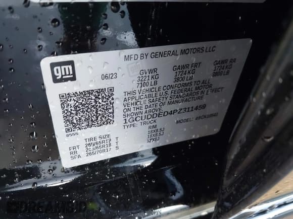 ✅ 2023 Chevrolet Silverado 1500 LT • VIN: 1GCUDDED4PZ311459 • Lot: 41361510. Listed on IAAI with Not provided. Free auction sales archive from the USA and detailed vehicle history report at DreamBid. Image 9.