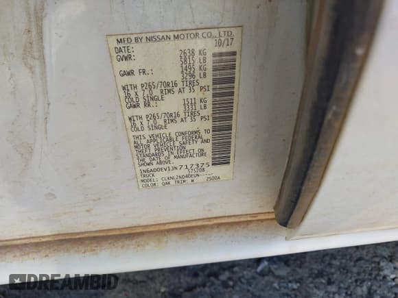 ✅ 2018 Nissan Frontier SV • VIN: 1N6AD0EV1JN717375 • Lot: 42491578. Listed on IAAI with 88,000 mi. Free auction sales archive from the USA and detailed vehicle history report at DreamBid. Image 9.