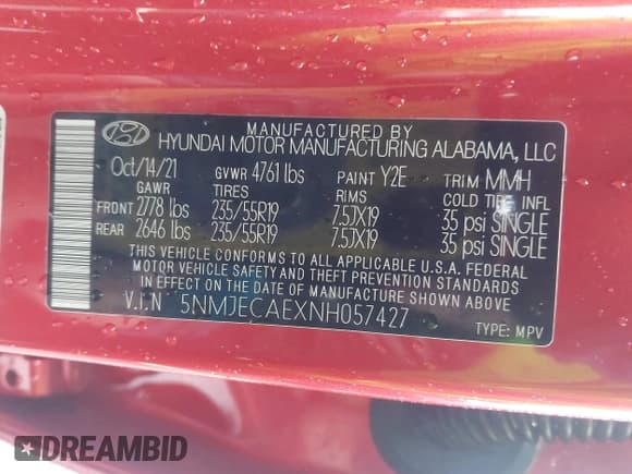 ✅ 2022 Hyundai Tucson Limited • VIN: 5NMJECAEXNH057427 • Lot: 43545019. Wystawiony na IAAI z przebiegiem 63 182 mil. Bezpłatny archiwum sprzedaży aukcyjnych z USA i szczegółowy raport historii pojazdu na DreamBid. Zdjęcie 9.