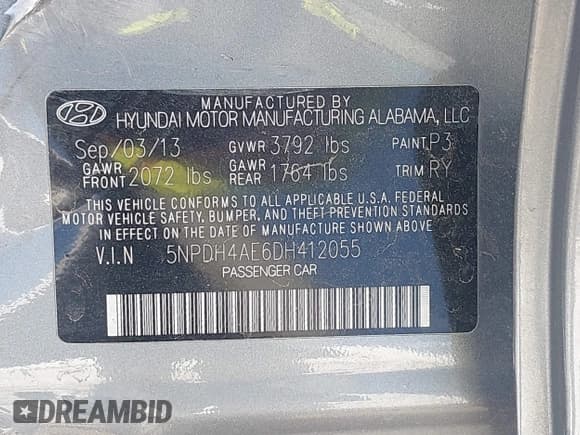 ✅ 2013 Hyundai Elantra GLS • VIN: 5NPDH4AE6DH412055 • Лот: 43463785. Опубликован ранее на IAAI с пробегом 200 248 миль. Бесплатный доступ к архиву аукционных продаж из США и подробный отчёт об истории автомобиля на DreamBid. Изображение 9.