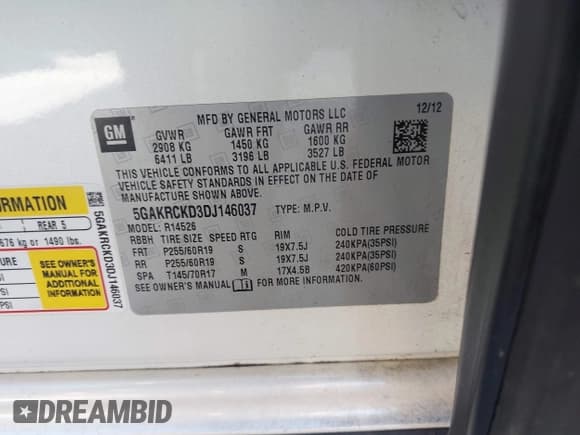 ✅ 2013 Buick Enclave Leather • VIN: 5GAKRCKD3DJ146037 • Lot: 43515126. Wystawiony na IAAI z przebiegiem 147 774 mil. Bezpłatny archiwum sprzedaży aukcyjnych z USA i szczegółowy raport historii pojazdu na DreamBid. Zdjęcie 9.