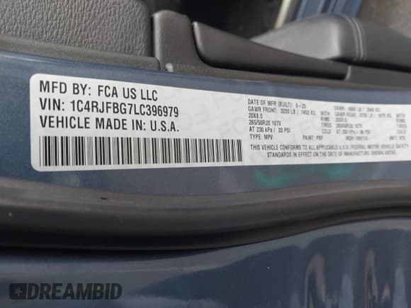 ✅ 2020 Jeep Grand Cherokee Limited • VIN: 1C4RJFBG7LC396979 • Лот: 42843424. Опубликован ранее на IAAI с пробегом 41 784 миль. Бесплатный доступ к архиву аукционных продаж из США и подробный отчёт об истории автомобиля на DreamBid. Изображение 9.