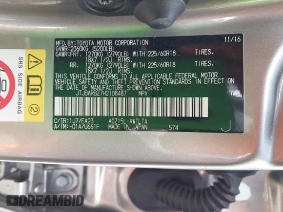 ✅ 2017 Lexus NX 200t • VIN: JTJBARBZ7H2108487 • Лот: 41937934. Опубликован ранее на IAAI с пробегом 72 435 миль. Бесплатный доступ к архиву аукционных продаж из США и подробный отчёт об истории автомобиля на DreamBid. Изображение 9.