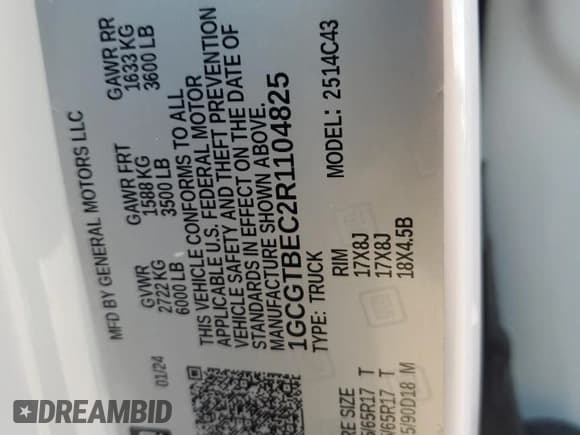 ✅ 2024 Chevrolet Colorado 4WD Work Truck • VIN: 1GCGTBEC2R1104825 • Лот: 82832594. Опубликован ранее на Copart с пробегом 1 010 миль. Бесплатный доступ к архиву аукционных продаж из США и подробный отчёт об истории автомобиля на DreamBid. Изображение 13.