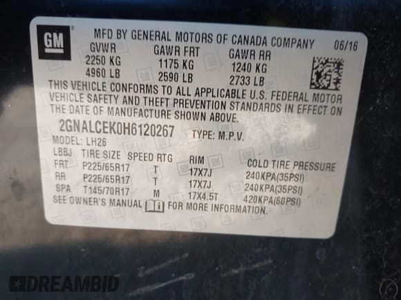 ✅ 2017 Chevrolet Equinox LT • VIN: 2GNALCEK0H6120267 • Лот: 43318770. Опубликован ранее на IAAI с пробегом 176 986 миль. Бесплатный доступ к архиву аукционных продаж из США и подробный отчёт об истории автомобиля на DreamBid. Изображение 9.