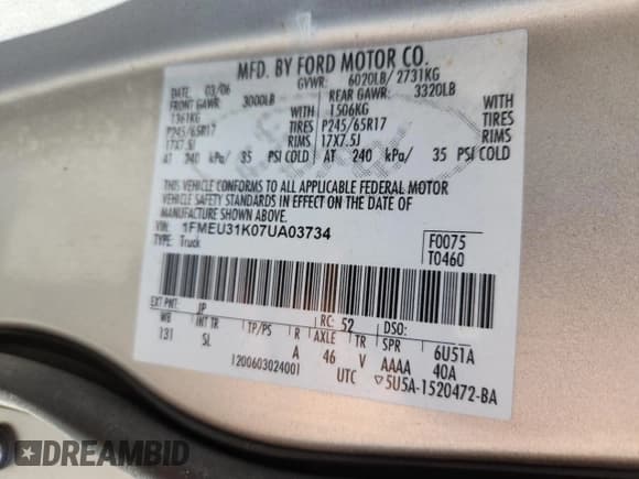 ✅ 2007 Ford Explorer Sport Trac XLT • VIN: 1FMEU31K07UA03734 • Lot: 87305645. Wystawiony na Copart z przebiegiem 130 015 mil. Bezpłatny archiwum sprzedaży aukcyjnych z USA i szczegółowy raport historii pojazdu na DreamBid. Zdjęcie 12.