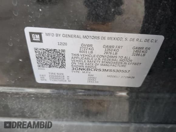 ✅ 2021 Chevrolet Blazer LT • VIN: 3GNKBCRS3MS530557 • Lot: 90138825. Listed on Copart with 98,772 mi. Free auction sales archive from the USA and detailed vehicle history report at DreamBid. Image 13.