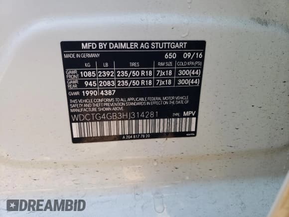 ✅ 2017 Mercedes-Benz GLA 250 • VIN: WDCTG4GB3HJ314281 • Lot: 89725265. Wystawiony na Copart z przebiegiem 55 095 mil. Bezpłatny archiwum sprzedaży aukcyjnych z USA i szczegółowy raport historii pojazdu na DreamBid. Zdjęcie 12.