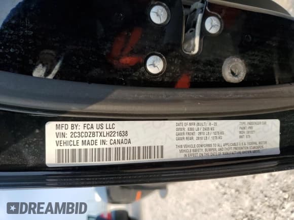 ✅ 2020 Dodge Challenger R/T • VIN: 2C3CDZBTXLH221638 • Lot: 55130014. Wystawiony na Copart z przebiegiem 55 626 mil. Bezpłatny archiwum sprzedaży aukcyjnych z USA i szczegółowy raport historii pojazdu na DreamBid. Zdjęcie 13.