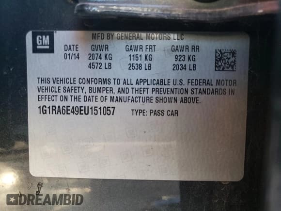 ✅ 2014 Chevrolet Volt • VIN: 1G1RA6E49EU151057 • Lot: 45681894. Wystawiony na Copart z przebiegiem 97 116 mil. Bezpłatny archiwum sprzedaży aukcyjnych z USA i szczegółowy raport historii pojazdu na DreamBid. Zdjęcie 13.