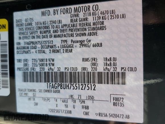 ✅ 2025 Ford Mustang EcoBoost Premium • VIN: 1FAGP8UH7S5127512 • Lot: 91725995. Wystawiony na Copart z przebiegiem 326 mil. Bezpłatny archiwum sprzedaży aukcyjnych z USA i szczegółowy raport historii pojazdu na DreamBid. Zdjęcie 12.