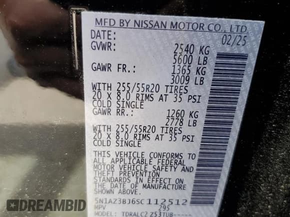 ✅ 2025 Nissan Murano SV • VIN: 5N1AZ3BJ6SC112512 • Lot: 51826065. Wystawiony na Copart z przebiegiem 1 763 mil. Bezpłatny archiwum sprzedaży aukcyjnych z USA i szczegółowy raport historii pojazdu na DreamBid. Zdjęcie 15.