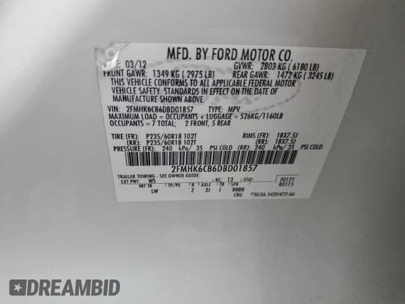 ✅ 2013 Ford Flex SEL • VIN: 2FMHK6C86DBD01857 • Lot: 80275965. Listed on Copart with 171,142 mi. Free auction sales archive from the USA and detailed vehicle history report at DreamBid. Image 13.