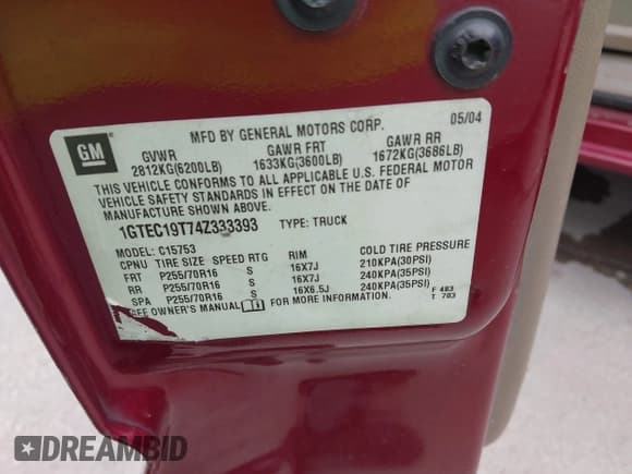 ✅ 2004 GMC Sierra 1500 SLE • VIN: 1GTEC19T74Z333393 • Лот: 43550748. Опубликован ранее на IAAI с пробегом 303 830 миль. Бесплатный доступ к архиву аукционных продаж из США и подробный отчёт об истории автомобиля на DreamBid. Изображение 9.