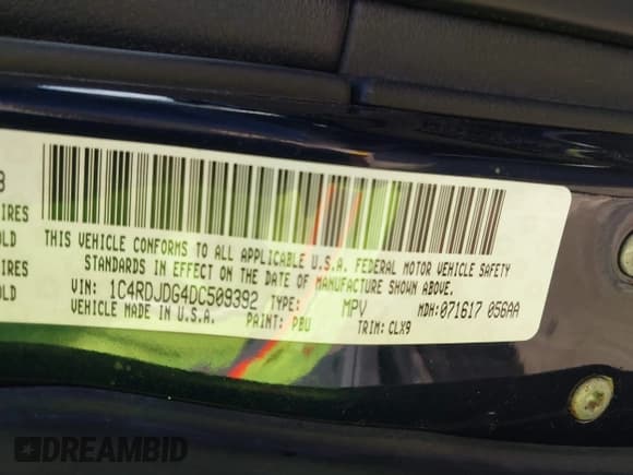 ✅ 2013 Dodge Durango Crew • VIN: 1C4RDJDG4DC509392 • Lot: 43418165. Listed on IAAI with 140,243 mi. Free auction sales archive from the USA and detailed vehicle history report at DreamBid. Image 9.