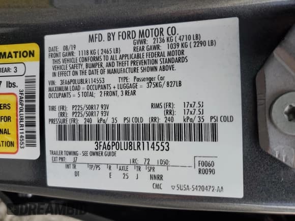 ✅ 2020 Ford Fusion SE • VIN: 3FA6P0LU8LR114553 • Lot: 91453575. Listed on Copart with 40,287 mi. Free auction sales archive from the USA and detailed vehicle history report at DreamBid. Image 12.