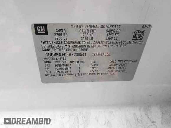 2017 Chevrolet Silverado 1500 Work Truck с VIN 1GCVKNEC6HZ238541, выставлен на аукционе IAAI как лот 43479951 с пробегом 104 584 миль миль и . История ставок и продаж доступна на DreamBid. Изображение 9.