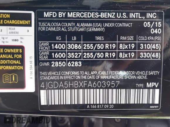 ✅ 2015 Mercedes-Benz M 350 • VIN: 4JGDA5HBXFA603957 • Лот: 43156072. Опубликован ранее на IAAI с пробегом 112 088 миль. Бесплатный доступ к архиву аукционных продаж из США и подробный отчёт об истории автомобиля на DreamBid. Изображение 9.