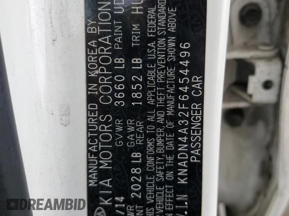 ✅ 2015 Kia Rio EX • VIN: KNADN4A32F6454496 • Lot: 54899335. Listed on Copart with 144,311 mi. Free auction sales archive from the USA and detailed vehicle history report at DreamBid. Image 12.