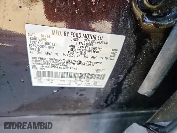 ✅ 2014 Ford Explorer Limited • VIN: 1FM5K7F83EGC12312 • Lot: 85577945. Wystawiony na Copart z przebiegiem 116 956 mil. Bezpłatny archiwum sprzedaży aukcyjnych z USA i szczegółowy raport historii pojazdu na DreamBid. Zdjęcie 13.