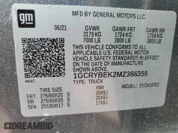 ✅ 2021 Chevrolet Silverado 1500 Custom • VIN: 1GCRYBEK2MZ366355 • Lot: 69865394. Wystawiony na Copart z przebiegiem 59 801 mil. Bezpłatny archiwum sprzedaży aukcyjnych z USA i szczegółowy raport historii pojazdu na DreamBid. Zdjęcie 12.