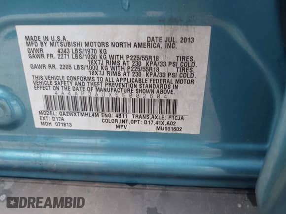 2014 Mitsubishi Outlander ES с VIN 4A4AP3AUXEE002604, выставлен на аукционе IAAI как лот 43356071 с пробегом 102 875 миль миль и . История ставок и продаж доступна на DreamBid. Изображение 9.