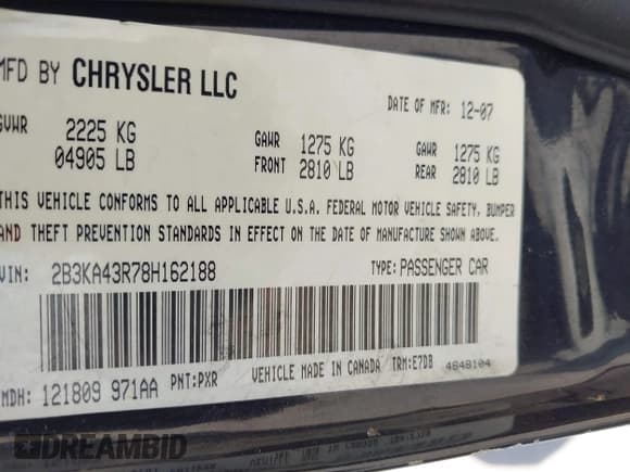 ✅ 2008 Dodge Charger • VIN: 2B3KA43R78H162188 • Лот: 42867355. Опубликован ранее на IAAI с пробегом 210 523 миль. Бесплатный доступ к архиву аукционных продаж из США и подробный отчёт об истории автомобиля на DreamBid. Изображение 9.