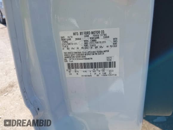 ✅ 2010 Ford F-150 SVT Raptor • VIN: 1FTEX1E64AFB94678 • Лот: 41056923. Опубликован ранее на IAAI с пробегом 141 247 миль. Бесплатный доступ к архиву аукционных продаж из США и подробный отчёт об истории автомобиля на DreamBid. Изображение 9.