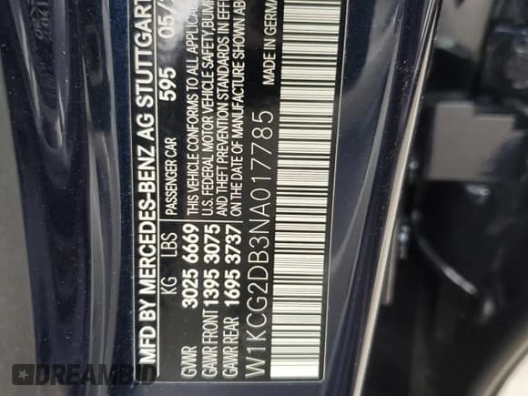 ✅ 2022 Mercedes-Benz EQS 450+ • VIN: W1KCG2DB3NA017785 • Lot: 81655013. Listed on Copart with Not provided. Free auction sales archive from the USA and detailed vehicle history report at DreamBid. Image 12.