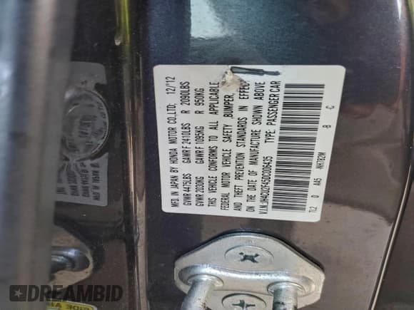 ✅ 2013 Acura TSX • VIN: JH4CU2F45DC006435 • Лот: 94233665. Опубликован ранее на Copart с пробегом 208 224 миль. Бесплатный доступ к архиву аукционных продаж из США и подробный отчёт об истории автомобиля на DreamBid. Изображение 12.