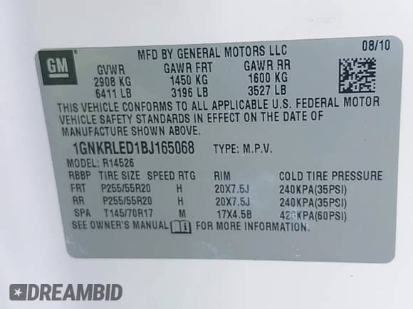 2011 Chevrolet Traverse LTZ z VIN 1GNKRLED1BJ165068, wystawiony jako IAAI lot #43274496 z przebiegiem 112 729 mil mil oraz . Historia ofert i sprzedaży dostępna na DreamBid. Obrazek 9.