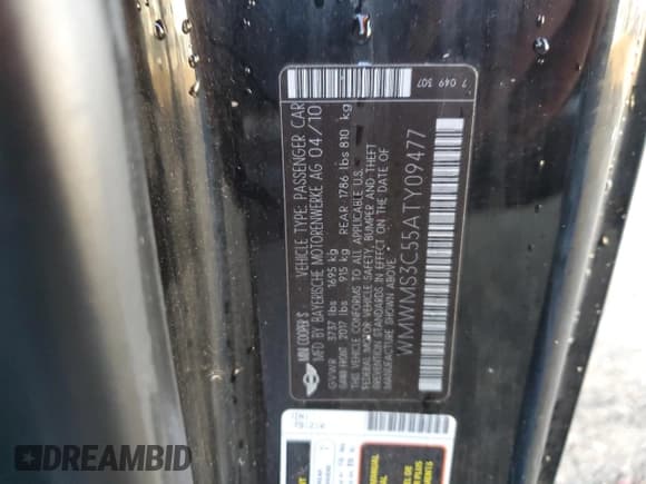 ✅ 2010 MINI Convertible S • VIN: WMWMS3C55ATY09477 • Lot: 78481974. Wystawiony na Copart z przebiegiem 102 954 mil. Bezpłatny archiwum sprzedaży aukcyjnych z USA i szczegółowy raport historii pojazdu na DreamBid. Zdjęcie 12.