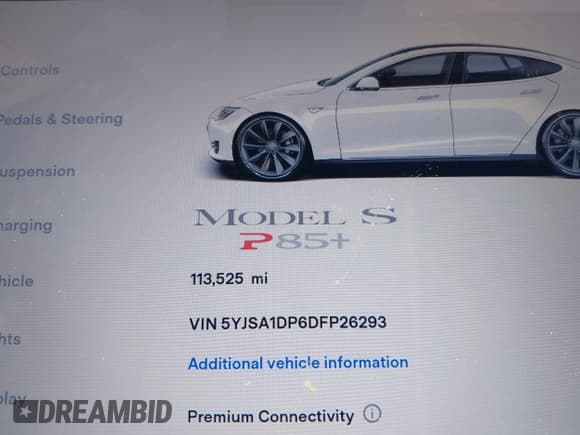 ✅ 2013 Tesla Model S Performance • VIN: 5YJSA1DP6DFP26293 • Lot: 42464948. Wystawiony na IAAI z przebiegiem 113 525 mil. Bezpłatny archiwum sprzedaży aukcyjnych z USA i szczegółowy raport historii pojazdu na DreamBid. Zdjęcie 7.