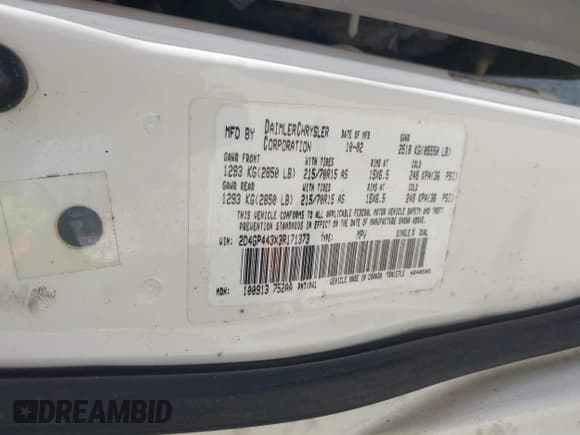 ✅ 2003 Dodge Caravan Sport • VIN: 2D4GP443X3R171373 • Lot: 41645178. Listed on IAAI with 163,358 mi. Free auction sales archive from the USA and detailed vehicle history report at DreamBid. Image 9.