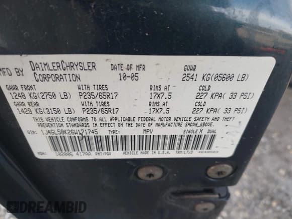 ✅ 2006 Jeep Liberty Limited • VIN: 1J4GL58K26W171745 • Лот: 43746329. Опубликован ранее на IAAI с пробегом 147 293 миль. Бесплатный доступ к архиву аукционных продаж из США и подробный отчёт об истории автомобиля на DreamBid. Изображение 9.