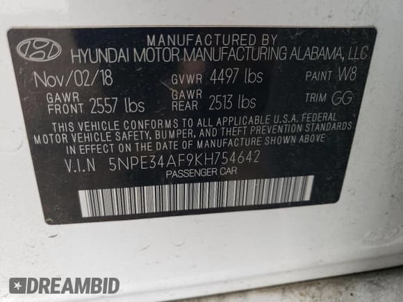 ✅ 2019 Hyundai Sonata SEL • VIN: 5NPE34AF9KH754642 • Lot: 52278813. Listed on Copart with 50,241 mi. Free auction sales archive from the USA and detailed vehicle history report at DreamBid. Image 12.