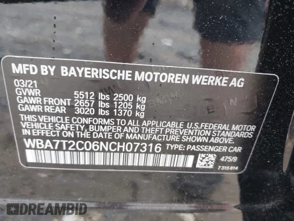✅ 2022 BMW 7 Series 740i • VIN: WBA7T2C06NCH07316 • Лот: 42356123. Опубликован ранее на IAAI с пробегом 46 216 миль. Бесплатный доступ к архиву аукционных продаж из США и подробный отчёт об истории автомобиля на DreamBid. Изображение 9.