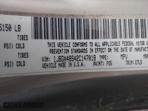 ✅ 2002 Jeep Grand Cherokee • VIN: 1J8GX48S42C147018 • Lot: 43589496. Listed on IAAI with 192,014 mi. Free auction sales archive from the USA and detailed vehicle history report at DreamBid. Image 9.