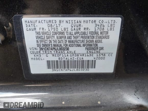 ✅ 2018 Nissan Versa SV • VIN: 3N1CN7AP6JL803230 • Лот: 41712531. Опубликован ранее на IAAI с пробегом 81 547 миль. Бесплатный доступ к архиву аукционных продаж из США и подробный отчёт об истории автомобиля на DreamBid. Изображение 9.