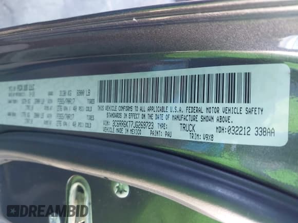 ✅ 2018 Ram 1500 Express • VIN: 3C6RR6KT7JG269723 • Lot: 43782367. Listed on IAAI with 91,822 mi. Free auction sales archive from the USA and detailed vehicle history report at DreamBid. Image 9.